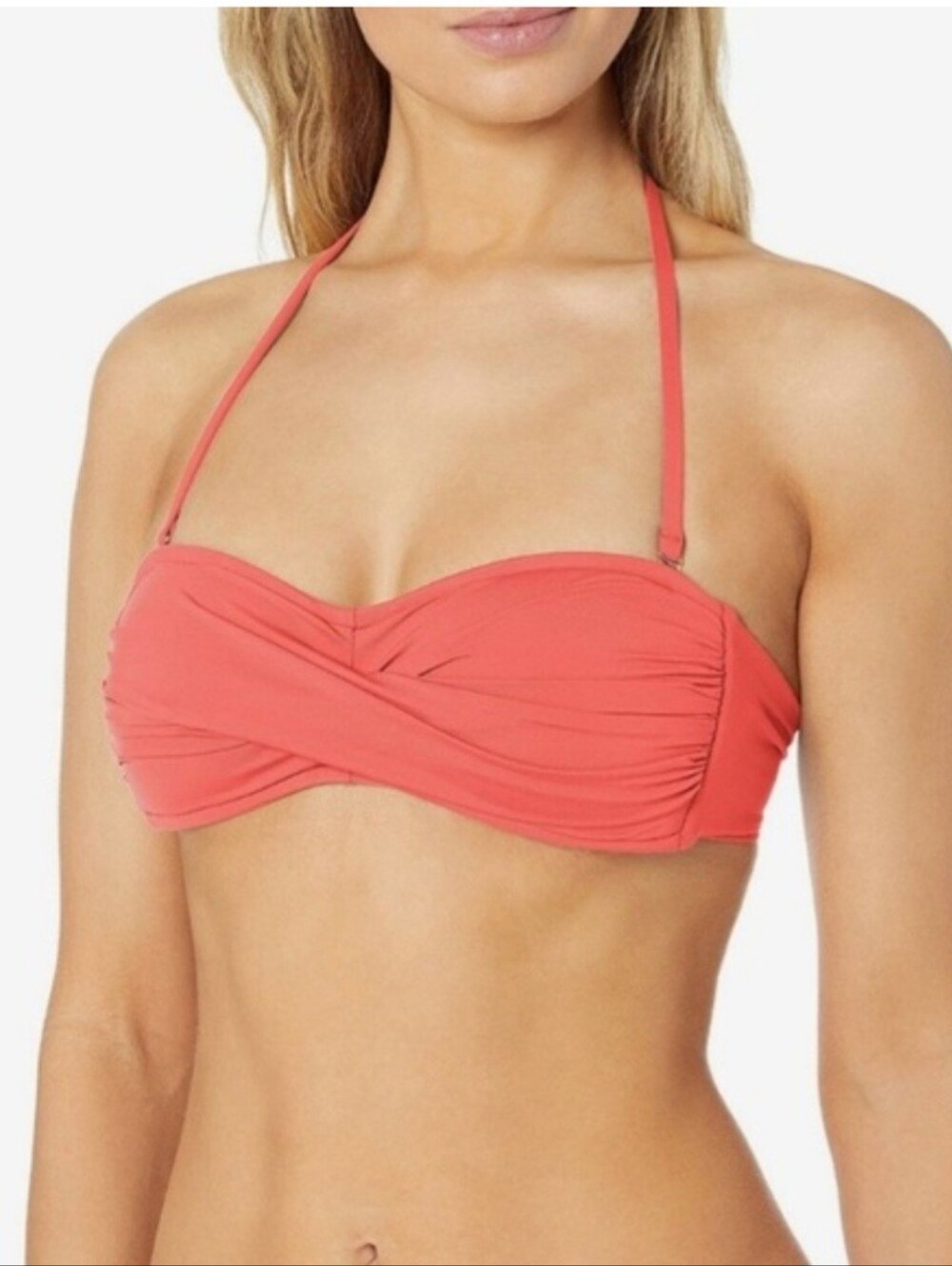 Women's Coral Twist-Front Bandeau Swim Top